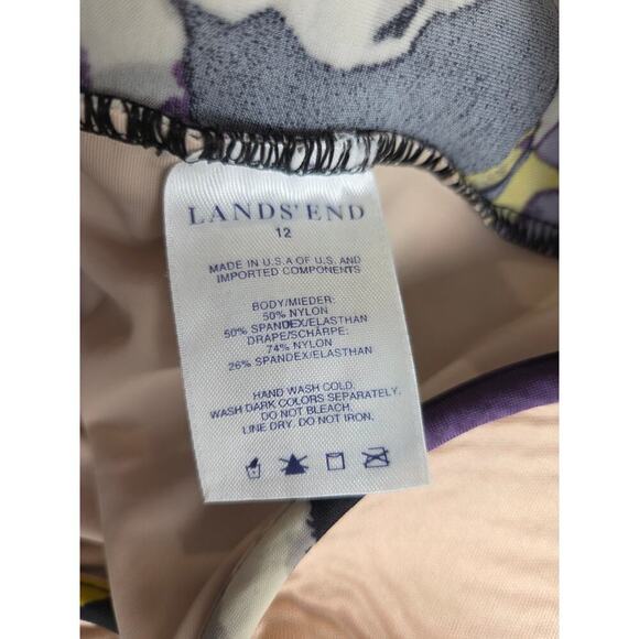 Land's End One Piece Floral Purple Full Coverage Swimsuit Size 12 - Picture 3 of 7